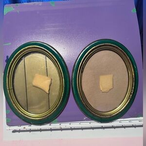 Vintage Norleans Oval Green and Gold Picture Frames- Made in Italy- plastic